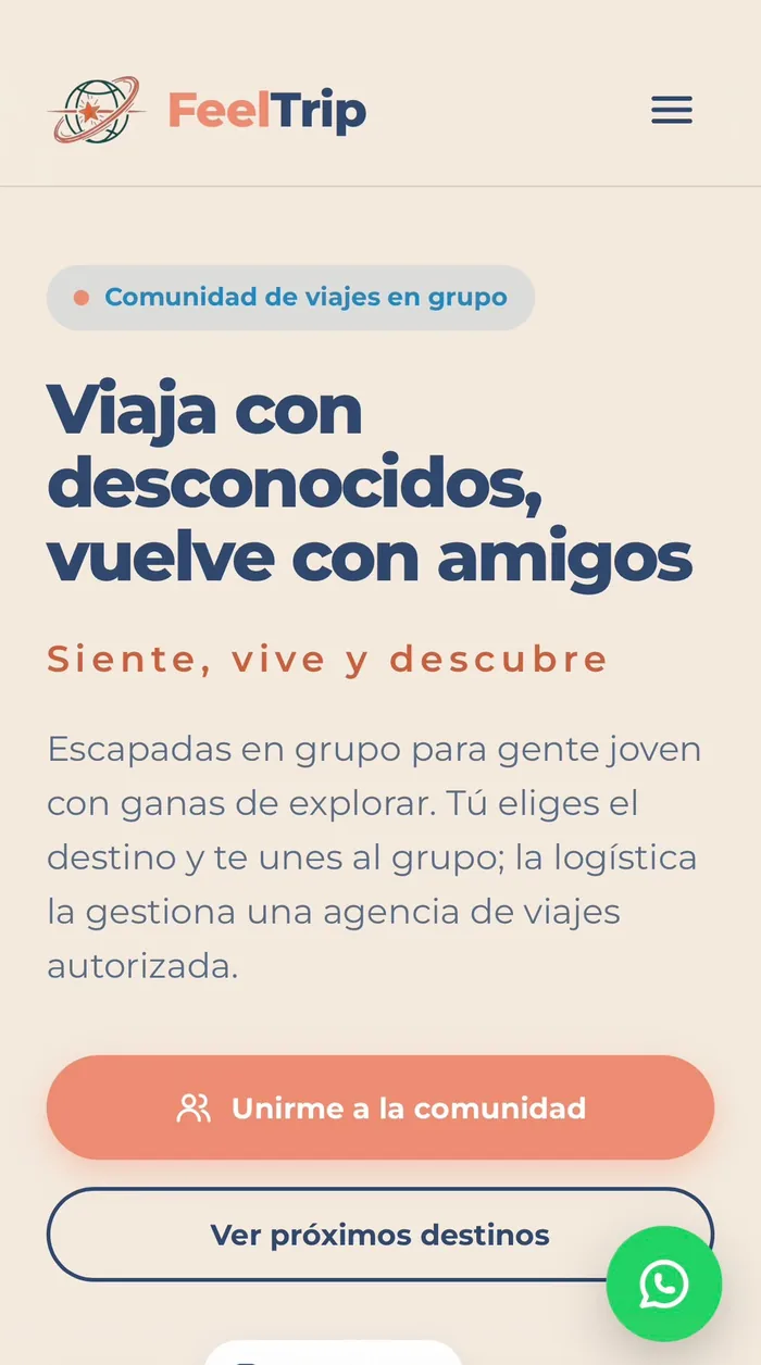 Web de FeelTrip en el móvil